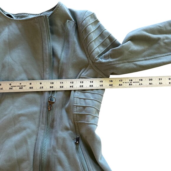 Athleta XS Moto Jacket Green Womens Full-Zip Stretch Fleece Lined - Picture 6 of 7